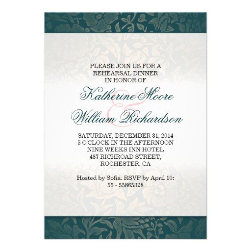 elegant damask rehearsal dinner invitations