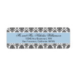 Elegant Damask Return Address Label (blue)