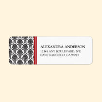 Elegant Damask Return Address Label (red) labels