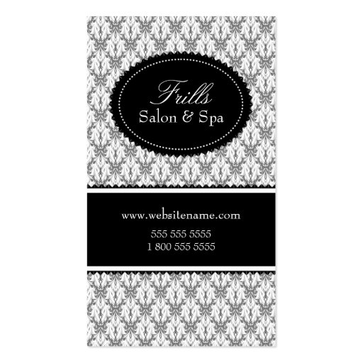 Elegant Damask Salon Business Cards (front side)