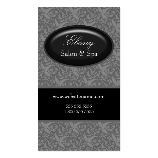 Elegant Damask Salon Gray Business Cards (front side)