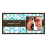 Elegant Damask Save-the-Date Photocard: aqua Picture Card