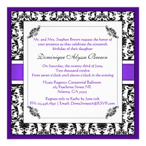 Elegant Damask Swirl Invite [Purple]