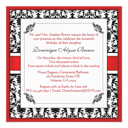 Elegant Damask Swirl Invite [Red]