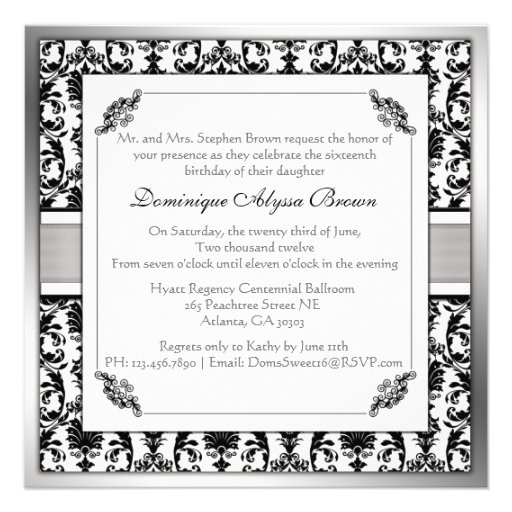 Elegant Damask Swirl Invite [Silver]