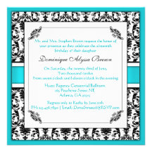 Elegant Damask Swirl Invite [Teal]