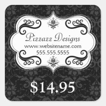 Elegant Damask Swirls Price Tag Stickers