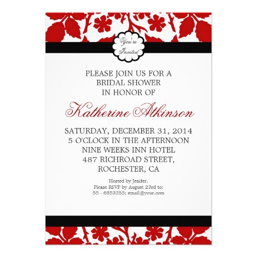 elegant damask vintage floral bridal shower invite