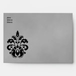 Elegant damask wedding in black and gray A7for 5x7 Envelopes