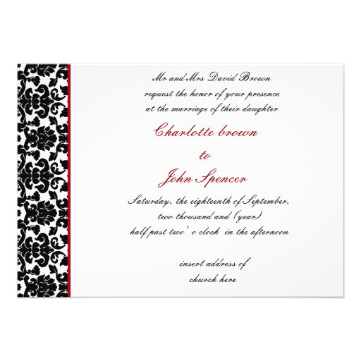 elegant damask wedding invitation