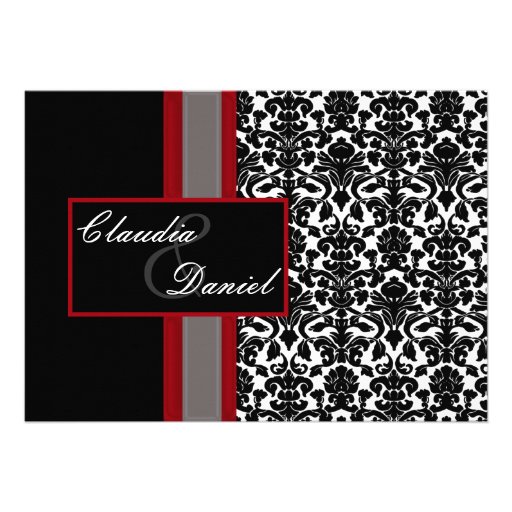 elegant damask wedding invitation