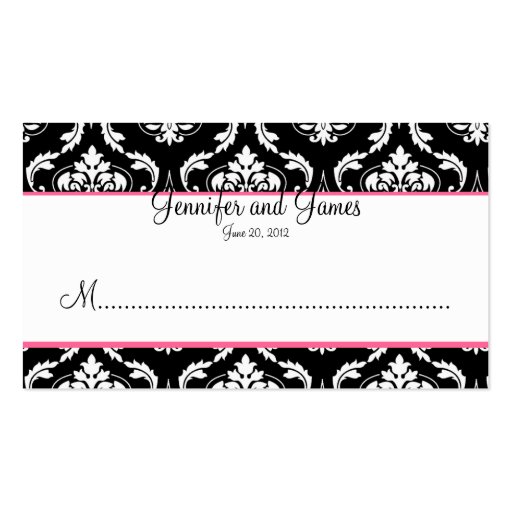 Elegant Damask Wedding Reception Place Card Business Card Template