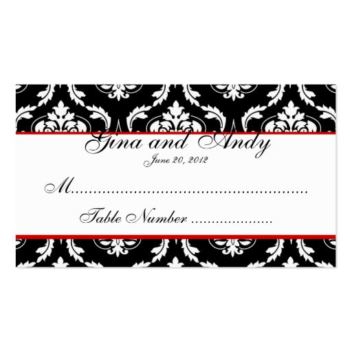 Elegant Damask Wedding Seating Card Business Card Template (front side)