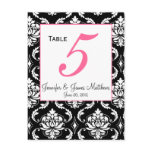 Elegant Damask Wedding Table Number Card Post Card