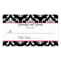 Elegant Damask Wedding Table Seating Card Business Cards