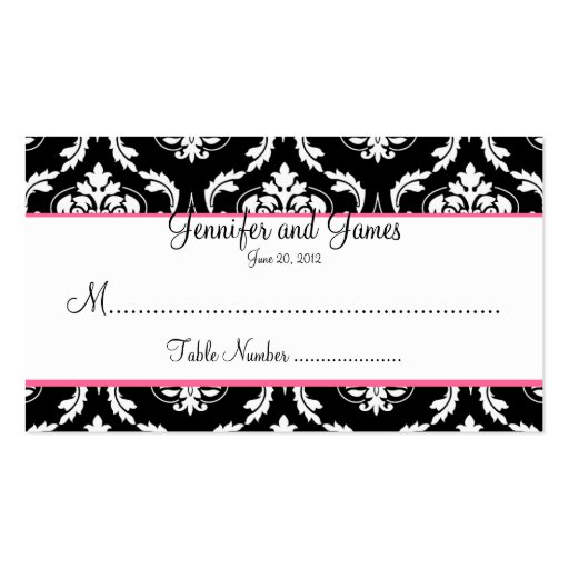 Elegant Damask Wedding Table Seating Card Business Cards (front side)