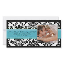 Elegant Damask Wedding Thank You Photocard: aqua by TheWeddingShoppe Elegant Damask Wedding Thank You Photocard: aqua