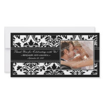 Elegant Damask Wedding Thank You Photocard: black by TheWeddingShoppe Elegant Damask Wedding Thank You Photocard: black