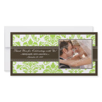 Elegant Damask Wedding Thank You Photocard: lime by TheWeddingShoppe Elegant Damask Wedding Thank You Photocard: lime