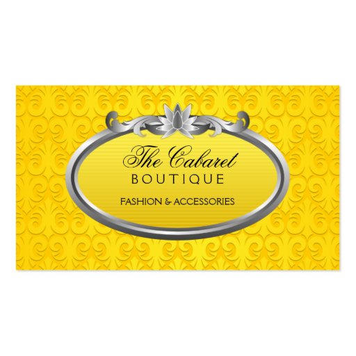 Elegant Damask Yellow Shimmer Business Cards