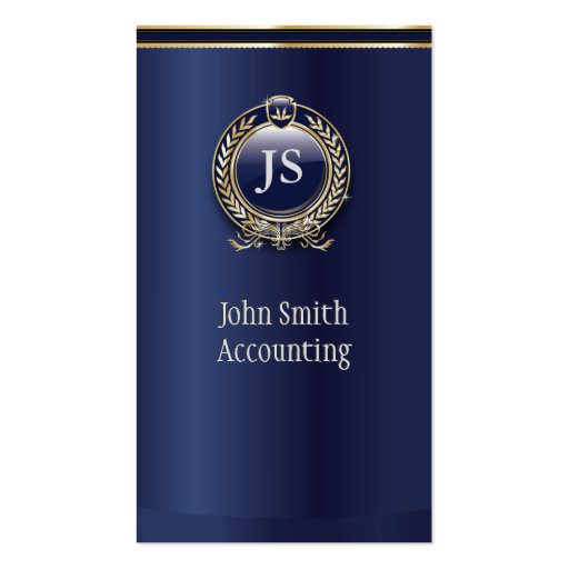 Elegant Dark Blue & Gold Accountant Business Card (front side)
