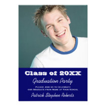 Elegant Dark Blue Graduation Invitation invitations