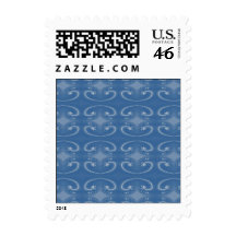 Elegant Dark Blue Swirls Pattern. Postage Stamp