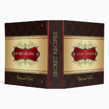 Elegant Dark Brown & Gold Recipe Binder
