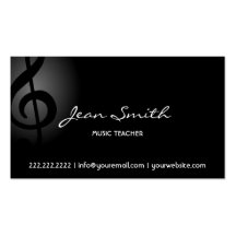 Elegant Dark Clef Music Teacher Business Card