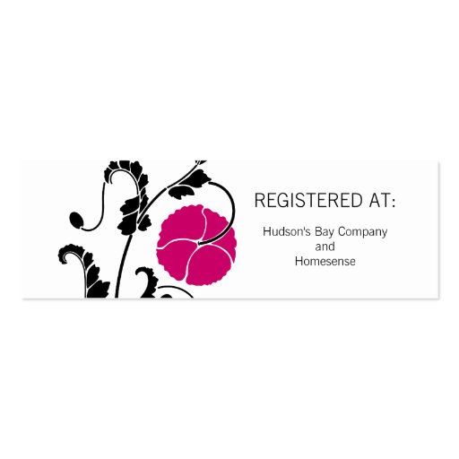 Elegant Dark Pink Poppy Gift Registry Cards Business Card Templates (back side)