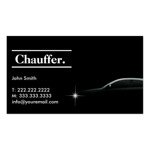 Elegant Dark Taxi Driver/Chauffeur Business Card (front side)