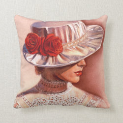 Elegant Decor Art Pillow Vintage Floral Roses Hat