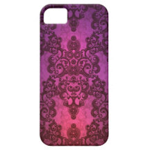 Elegant Deep Glowing Pink and Purple Damask iPhone 5 Cover