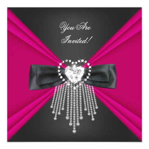 Elegant Deep Pink Black All Occasions Personalized Invitations