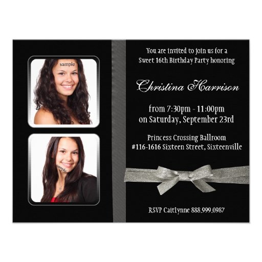 Elegant Deluxe 3 Photo Sweet 16th Birthday Custom Announcements