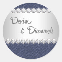 Elegant Denim and Diamonds Stickers