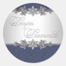 Elegant Denim and Diamonds Stickers