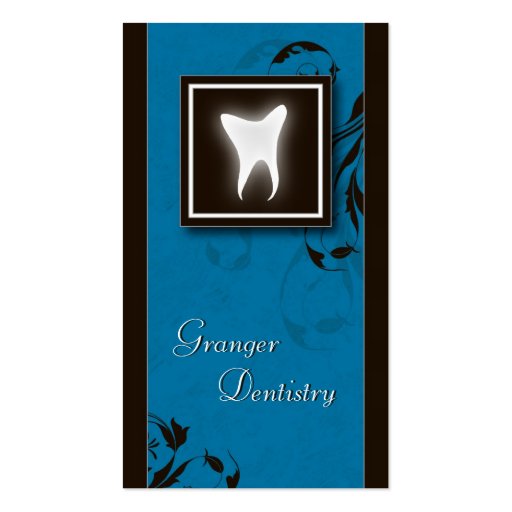 Elegant Dentist Business Card Blue Molar Tooth