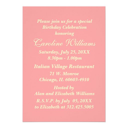 Elegant Design Birthday Party Custom Invitations