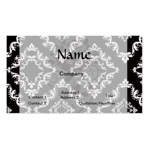 elegant diamond damask black white business card template
