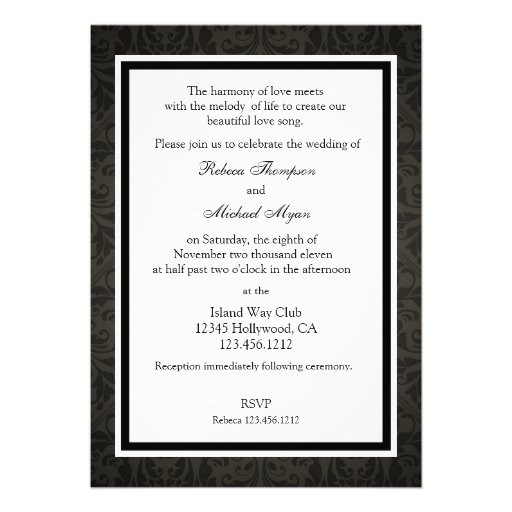 Elegant Diamond Damask Monogram Wedding Invites