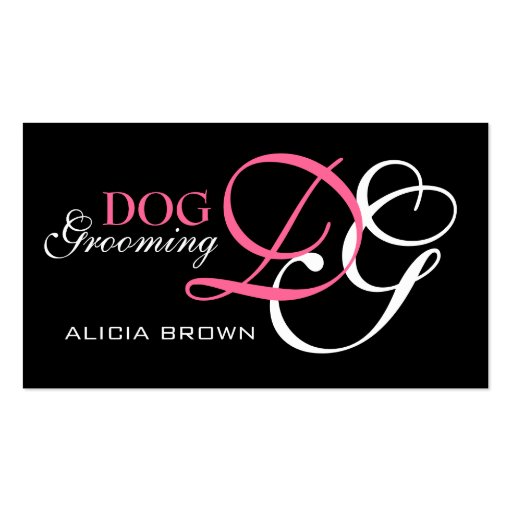 Elegant Dog Grooming Business Card Monogram (front side)