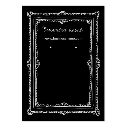 Elegant Doodle Dark Frame Background Earring Cards Business Card Template (front side)