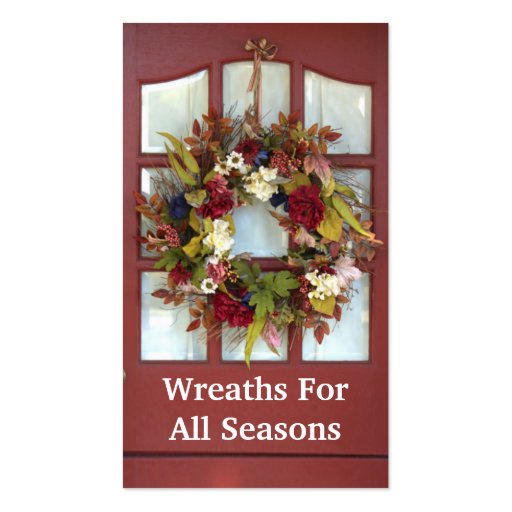 Elegant Door Wreath Custom Florist Business Card (front side)