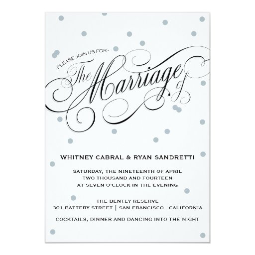 Elegant Dot Silver Wedding Invitation (front side)
