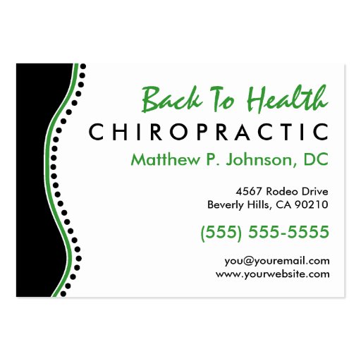 Elegant Dots Oversized Chiropractic Business Cards (front side)