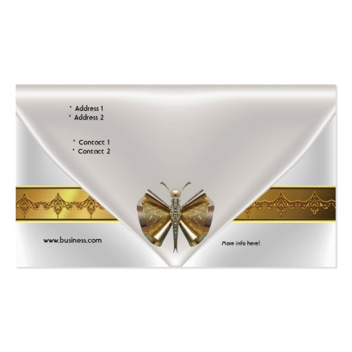 Elegant Dragonfly Jewel White Gold Clutch Purse Business Card (back side)