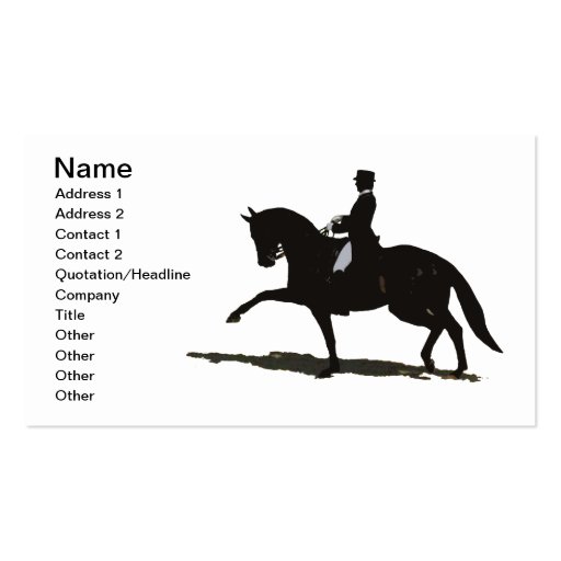 Elegant Dressage Horse Business Card (front side)