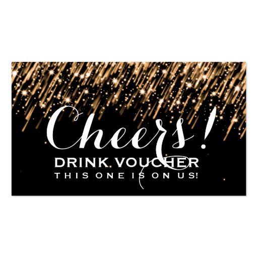 Elegant Drink Voucher Falling Stars Gold Business Card Template (front side)
