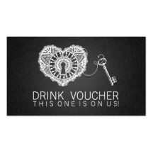 Elegant Drink Voucher Key To My Heart Black Business Card Templates
